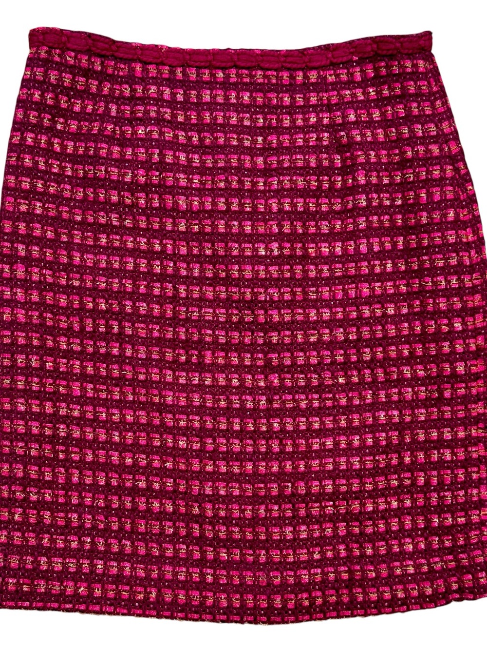 Tory Burch Tweed Pencil Skirt Burgundy Pink - 6